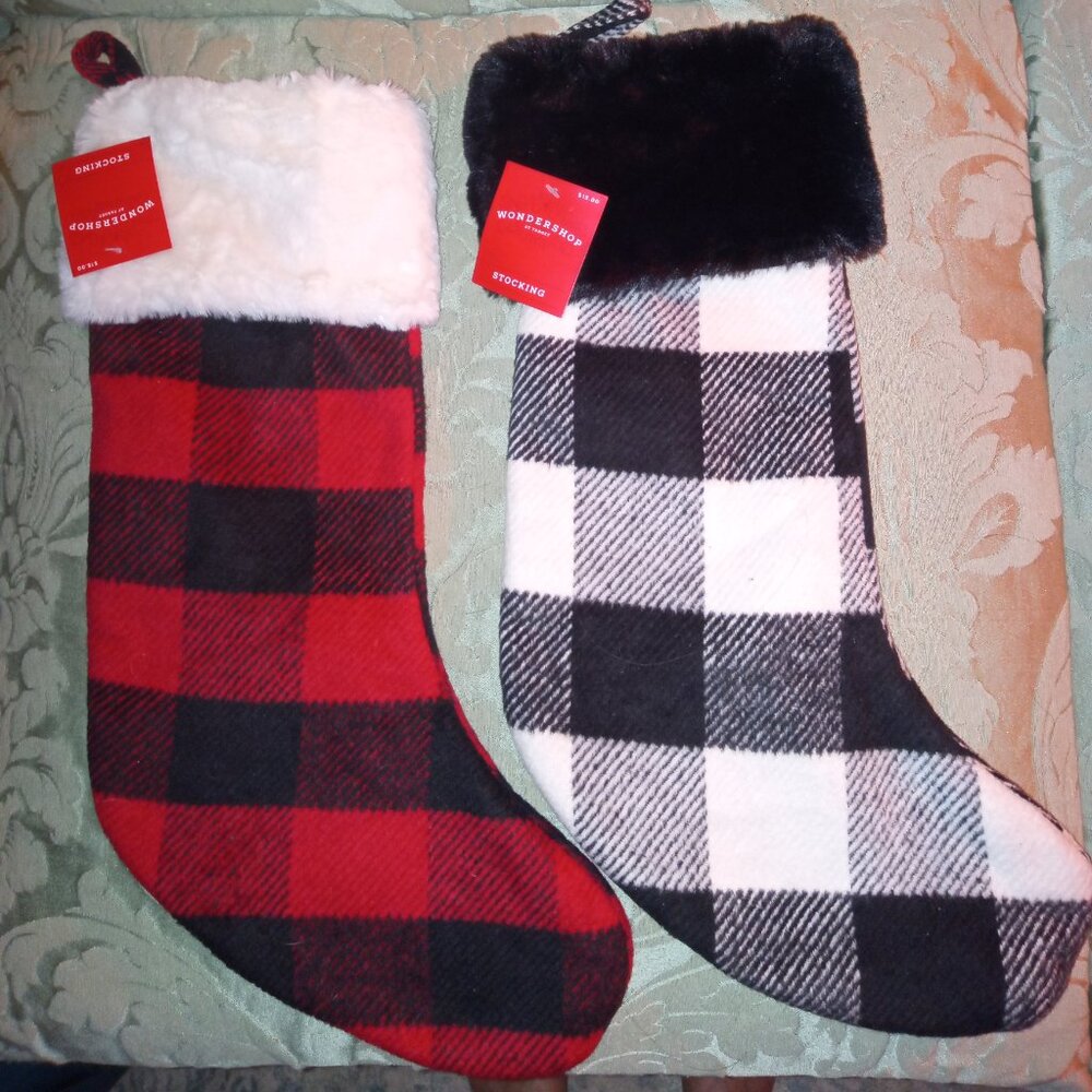 NWT Target Wondershop Pair Hunter Plaid Christmas Stockings